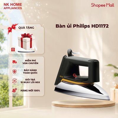 Bàn ủi Philips HD1172 - Là nhanh - Tiết kiệm điện - Bảo hành chính hãng 24 tháng