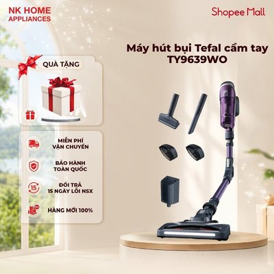 Máy hút bụi Tefal cầm tay không dây TY9639WO đi kèm nhiều phụ kiện đầu hút - Bảo Hành 24 Tháng