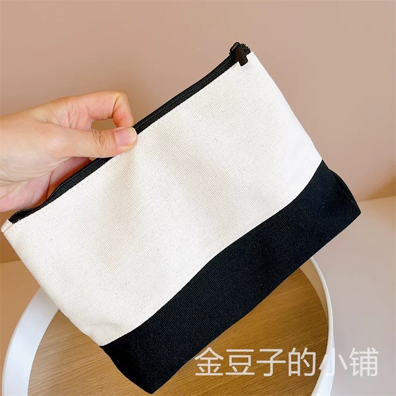 JM Phong Cách Mới Đen Trắng Khâu Túi Đựng Mỹ Phẩm Túi Bảo Quản Vải Cotton Chính Hãng Quà Tặng