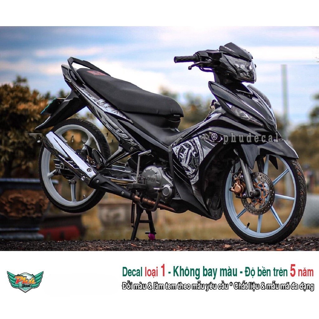 Tem Rời Xe Exciter 135 LC trắng đen tem Indo cực đẹp