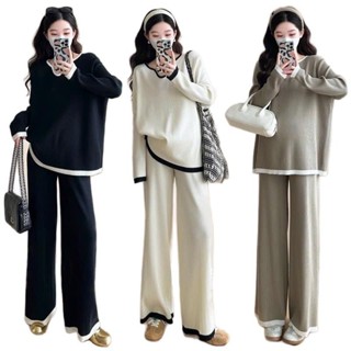  Sét suông sét bầu THU ĐÔNG MAMADRESS thiết kế ÁO KÈM QUẦN ỐNG RỘNG VIỀN xinh xắn tiện lợi,quần có chun chỉnh S70 