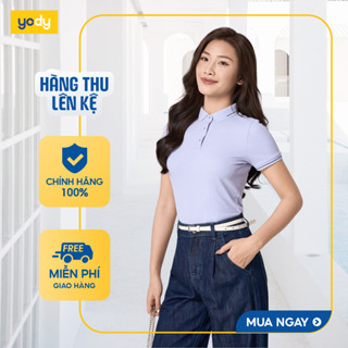     Áo thun polo nữ vải siêu co giãn YODY bo cổ dệt vải waffle thoáng khí chạm mát WCPO25S035