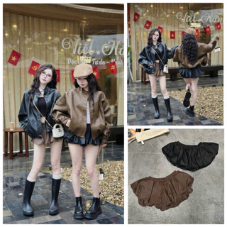   Follow shop nhận mã 10k  Chân váy da chữ A ngắn bí UMEE STORE QCCC QCL1 CV0671 60337 