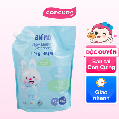 Nước giặt cho bé Animo hương làn gió mùa hè túi refill 3,2L