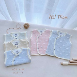  Áo gile bé trai bé gái sơ sinh Himom hoạ tiết trái tim chất trần bông dầy dặn ấm áp giữ nhiệt cho bé H.GL25.2 