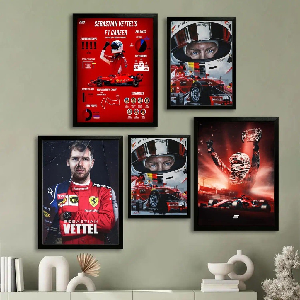 Sebastian Vettel Canvas Nghệ Thuật Poster Trang Trí Tường Hiện Đại Cho Phòng Ngủ Gia Đình Phong Cách