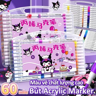  Set Bút Màu Acrylic Marker Nhiều Ngòi Brush – Hộp 60 Màu Tô Vẽ Trên Nhiều Chất Liệu Màu Sắc Tươi Sáng 