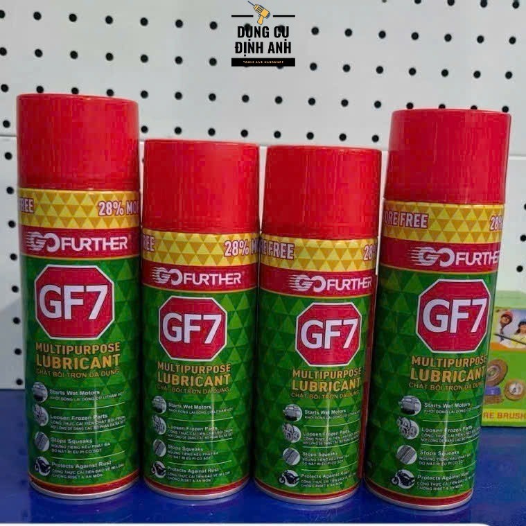 Chai xịt chống rỉ sét và bôi trơn GF7 hàng chuẩn 175 và 350 grams