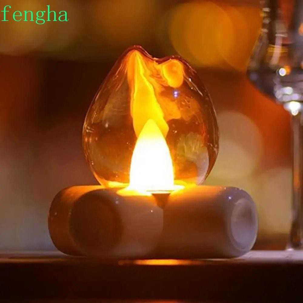 FENGHA Bedroom Table Lamps, Dimmable Mood Lighting Camp Shaped Light, Desk Light LED Bulb Realistic 