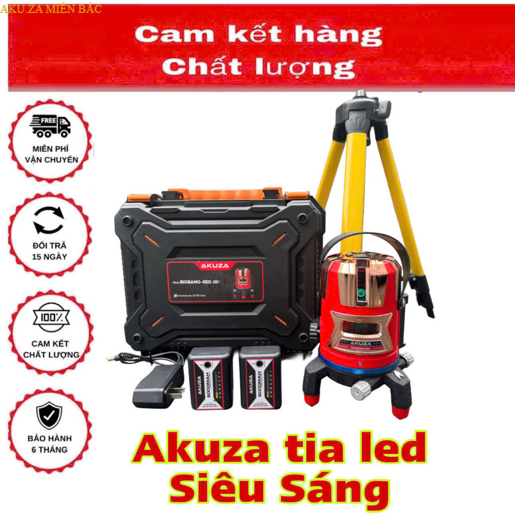 Máy cân bằng laser Akuza TITAN RED  bóng Led siêu sáng, xoay 360 độ , bảo hành 12 tháng AKUZA MIỀN B