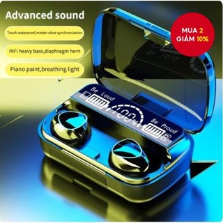 Tai nghe Bluetooth không dây M10 Tuổi thọ pin dài Tai nghe nhạc Trò chơi giảm tiếng ồn Thở Màn hình hiển thị kỹ thuật số Tương thích với nhiều thiết bị