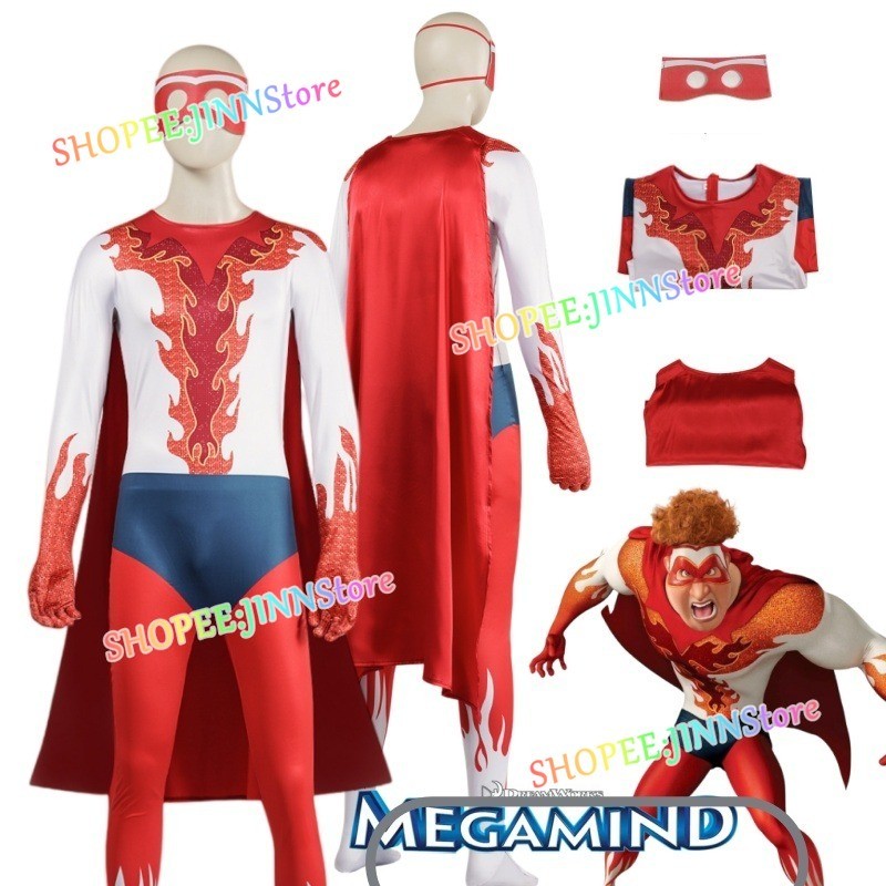 -JINN-MEGAMIND Trang Phục Hóa Trang Siêu Anh Hùng MEGAMIND METRO MAN TIGHTEN Cosplay Áo liền quần Ca