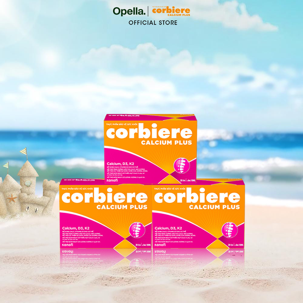 Bộ 3 Thực phẩm bảo vệ sức khỏe Corbiere Calcium Plus Mới - Canxi hữu cơ + D3 + K2