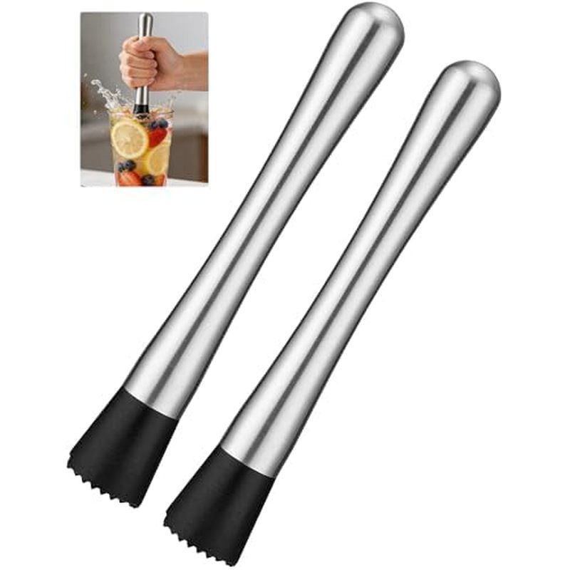 Cocktail Cho Muddler Bộ 2 Gói, Thanh Inox 8 Inch Muddler Cho Cocktail, Máy Nghiền Trái Cây Cho Đồ Uố