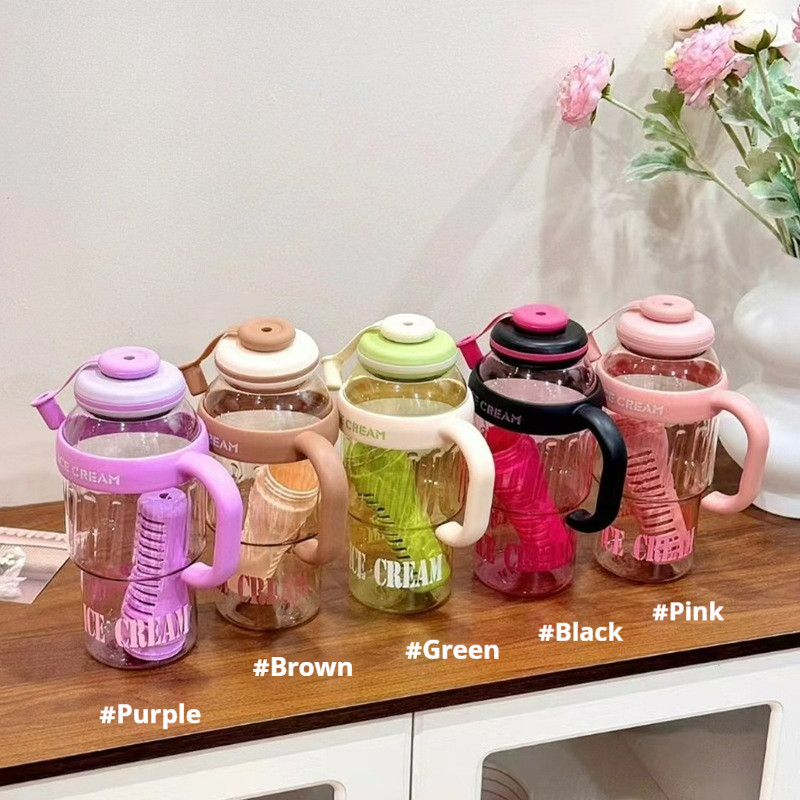 Ly nước 1400ml có ống hút, cốc nhựa dung tích lớn tiện mang theo