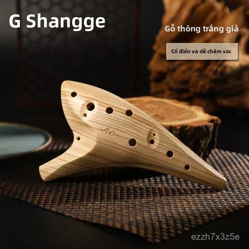 Kèn Ocarina 12 lỗ tone AC nhựa cứng chống rơi họa tiết vân gỗ nhạc cụ thổi hơi thực hành lớp nhạc ch