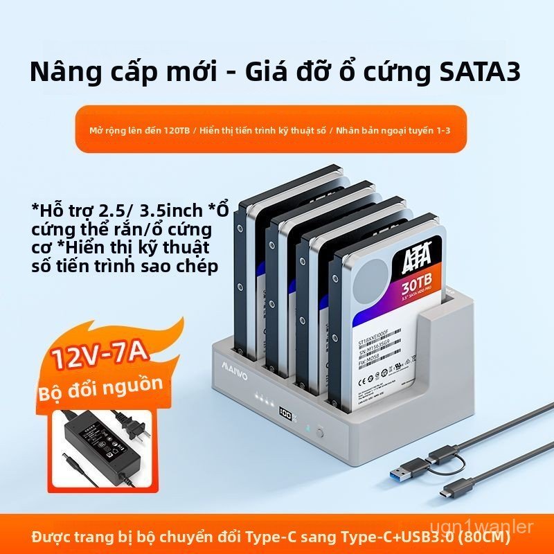 Đế đọc ổ cứng 3.5 inch Maiwo 4 khay type c docking station đọc hdd ssd sao chép offline tốc độ cao s