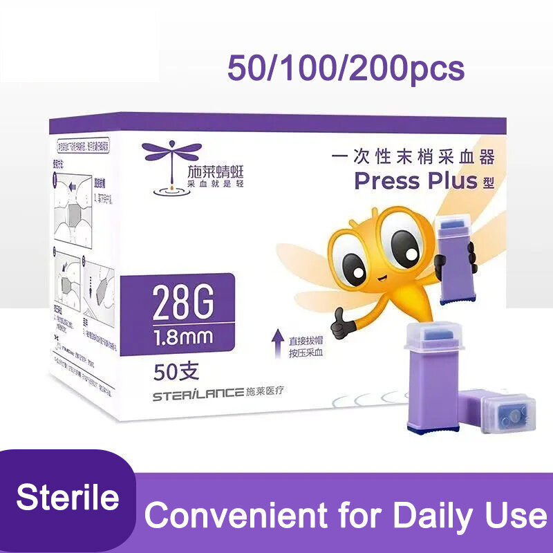 Dùng một lần 100 / 50 / 100 chiếc Bộ sưu tập máu 28G Hình tem Tự động thu hồi An toàn Lancet, Lancet