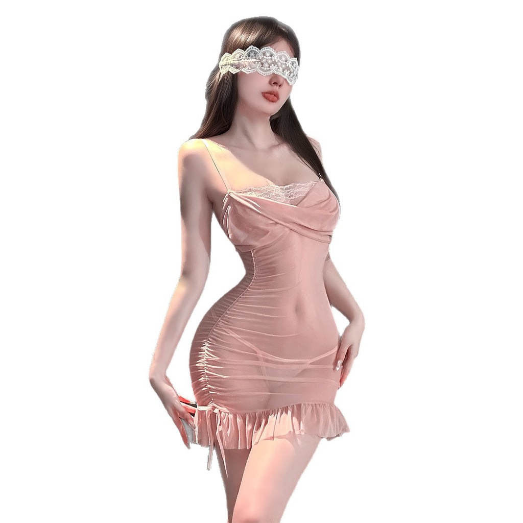 Ren Cut-Out Cami Slip Dress Open-Bust See-Through Bodycon Chemise Bộ đồ lót