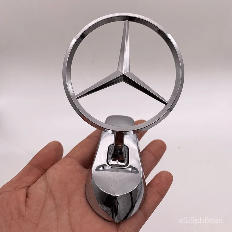 Logo Đặt ra một tiêu chuẩn Mercedes Benz 3D kim loại gắn nắp capo xe ô tô biểu tượng ngôi sao ba cán