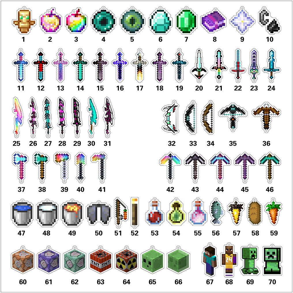 Minecraft Hàng hóa Minecraft Móc khóa Undead Totem với Magic Golden Apple Acrylic Mặt dây chuyền Quà
