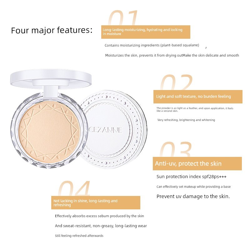 phấn phủ kiềm dầu phấn phủ nén Cezanne Japan Qianli Setting Makeup Big Name Pressed Powder