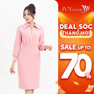 Đầm thun ôm cách điệu nữ, đầm thun dáng dài IVY moda MS 42M8434