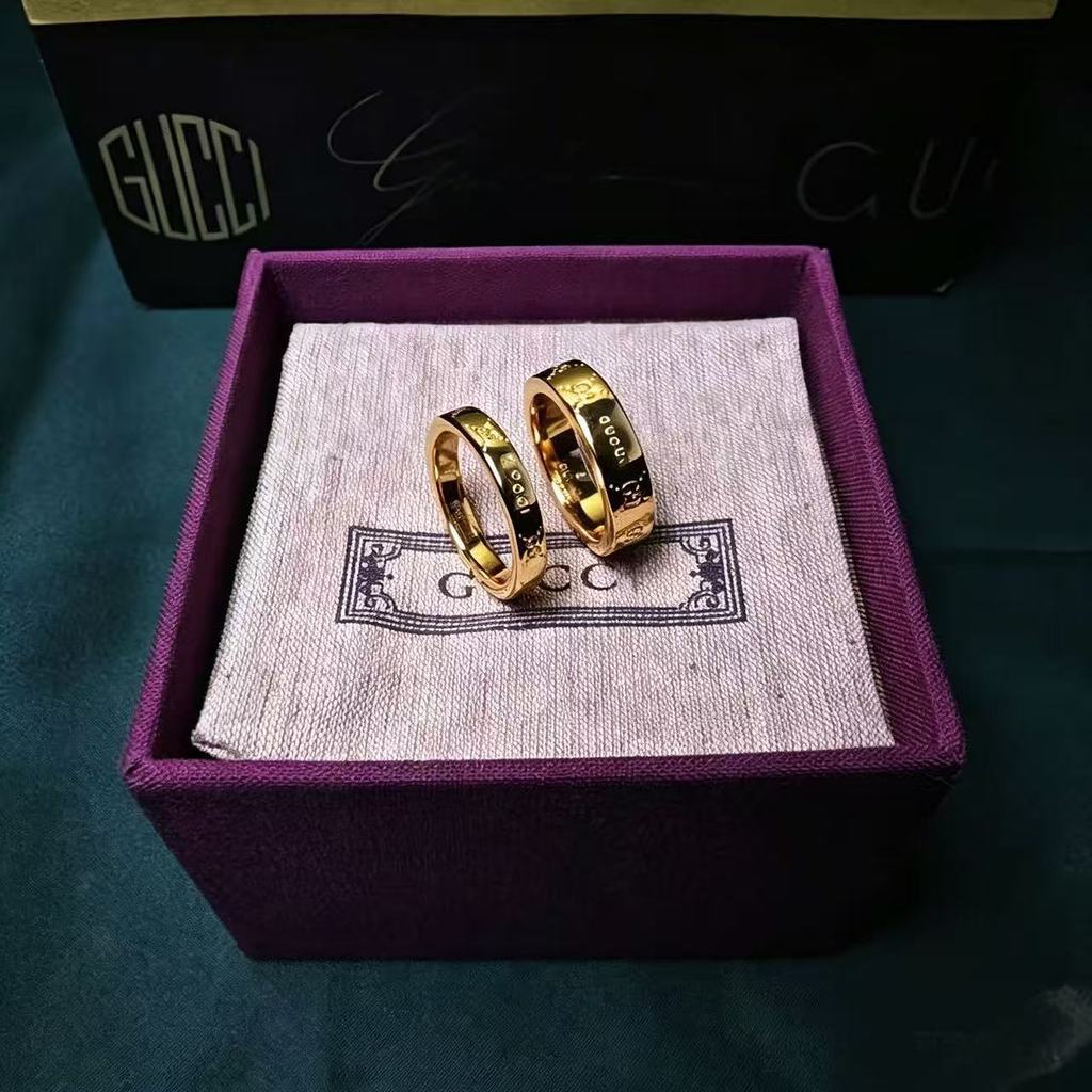 7ICW Gu//i 2026New vintage pair G Couple's rings, unisex, gold and silver two-tone vintage double ri