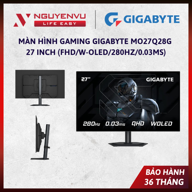 [Chính Hãng] Màn Hình Gaming GIGABYTE MO27Q28G 27 Inch (FHD/W-OLED/280Hz/0.03ms) - Bảo Hành 36 Tháng