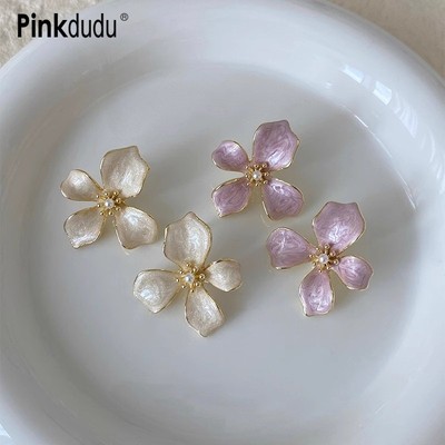 Bông tai nhỏ giọt hình hoa hợp kim kẽm, đơn giản và hợp thời trang - Pinkdudu Vintage PD2307