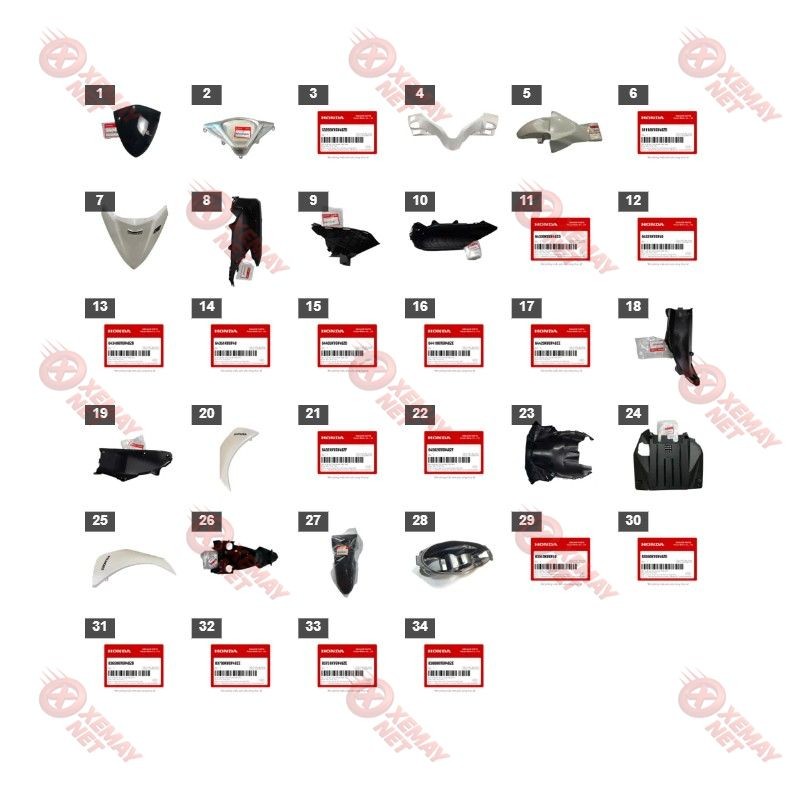 Bộ Nhựa - Dàn Vỏ - Dàn Áo Air Blade 110 Năm 2011 Màu Trắng - Nhb35P L3