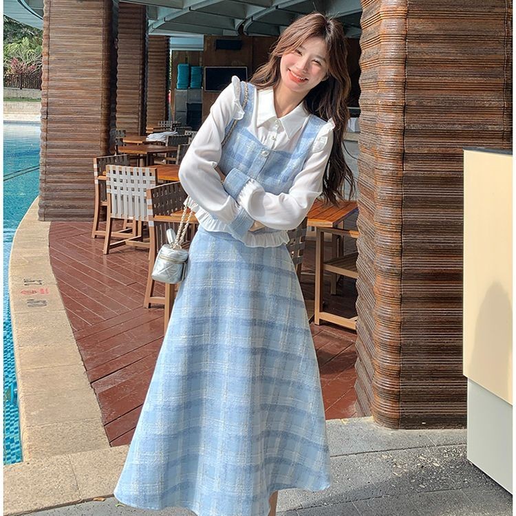 Váy đại học hai mảnh phong cách cao cấp, phù hợp xuân thu，đồ thu đông nữ,set đồ nữ mùa đông，váy thu 