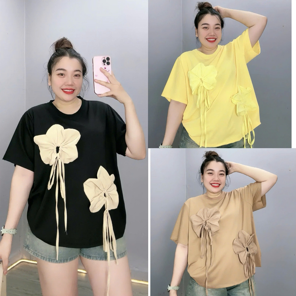 Áo Thun Bigsize Nữ Basic Cổ Tròn Phối Nơ Hoa Dễ Thương – Form Rộng  BIG SIZE CÔ NHỎ  A292 | BigBuy360 - bigbuy360.vn