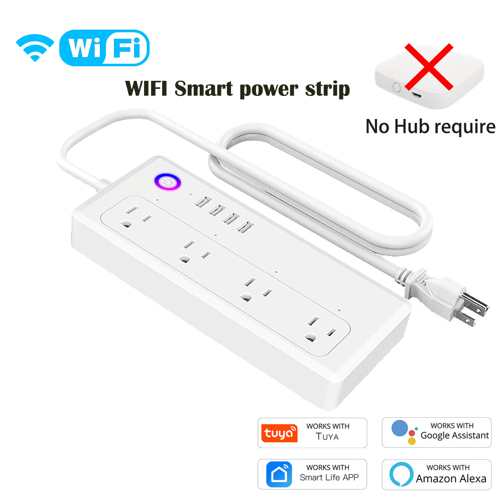 BOIO Smart Power Strip Surge Protector 4 US Plug Outlet Power với 4 USB 1.5M Extension Tuya Ứng dụng