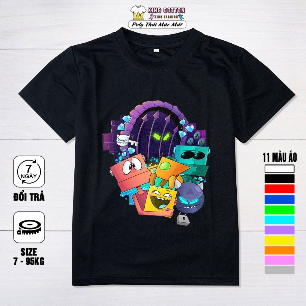 Áo Thun Trẻ Em GEOMETRY DASH 2, Vải Poly Thái Mặc Mát và Dầy Dặn, Có Size Trẻ Em Và Người Lớn, KING 