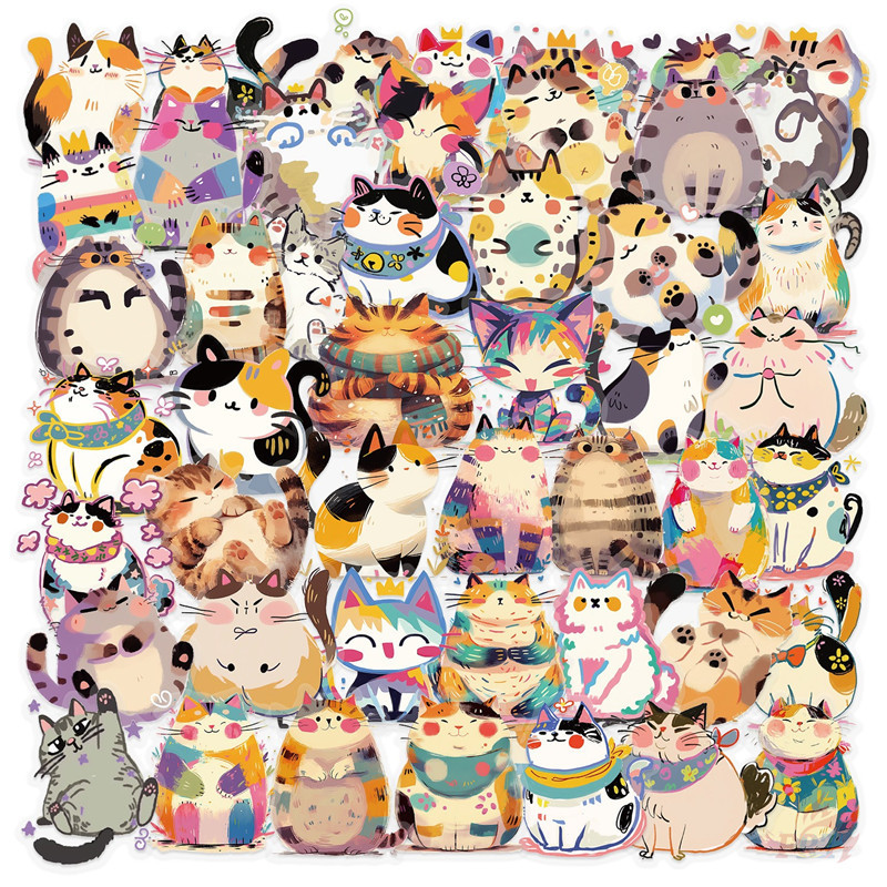 ❉ Q Watercolor Cats Series 01 Nhãn dán trong suốt PET ❉ 50 Cái / bộ Miếng Dán Đề Can Doodle DIY Thời