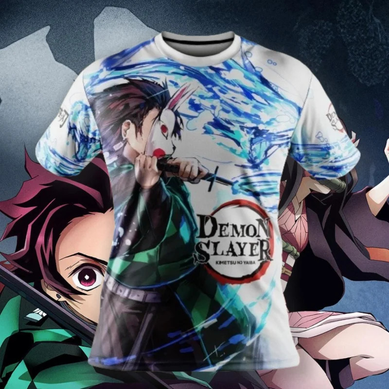 2026 MIKA DS2 TANJ1R0U KAMADO TRẮNG XANH KIM CƯƠNG Anime 3D In Quần Áo Áo Áo Thun Cổ Tròn Tay Ngắn