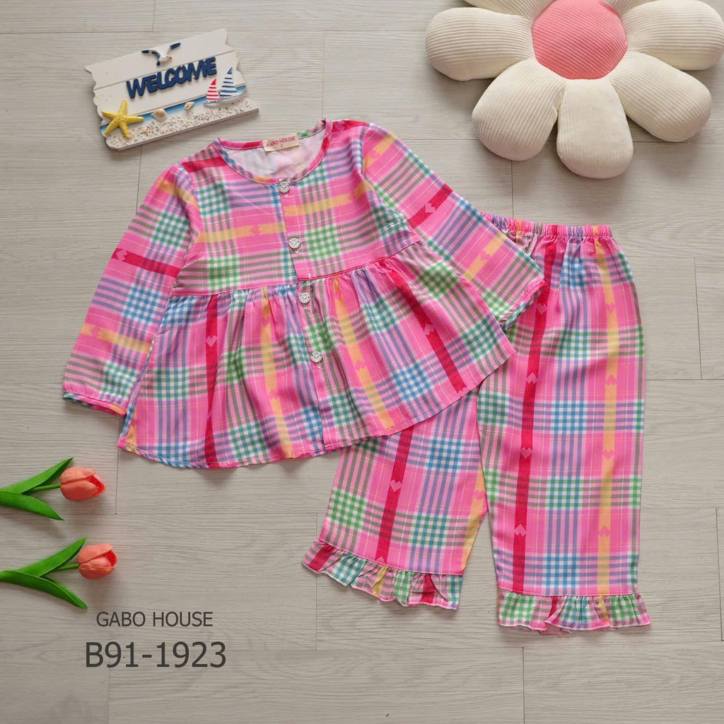 Bộ quần áo tole tay dài quần dài babydoll cài nút cho mẹ và bé, đồ ngủ xinh hàng thiết kế GABO HOUSE