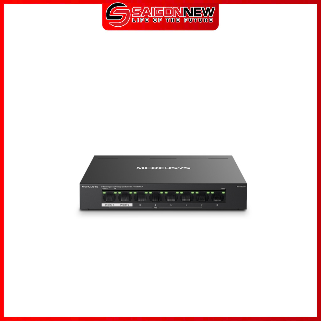 [Chính hãng] [Có bảo hành] Switch Để Bàn Gigabit 8 Cổng với 7 cổng PoE+  MS108GP