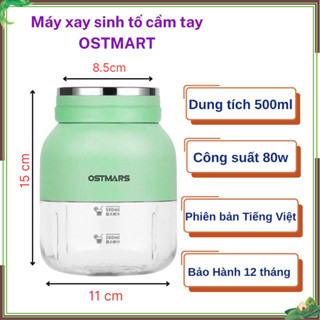 Máy Xay Sinh Tố Cầm Tay Mini Ostmars Sạc Tích Điện,Máy xay sinh tố cầm tay có dây đeo mang đi