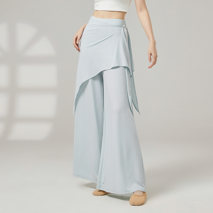 Dance Wide-Leg Pants Fart Curtain False-Two-Piece Skirted Leggings Classical Dance Pants Trousers Dr