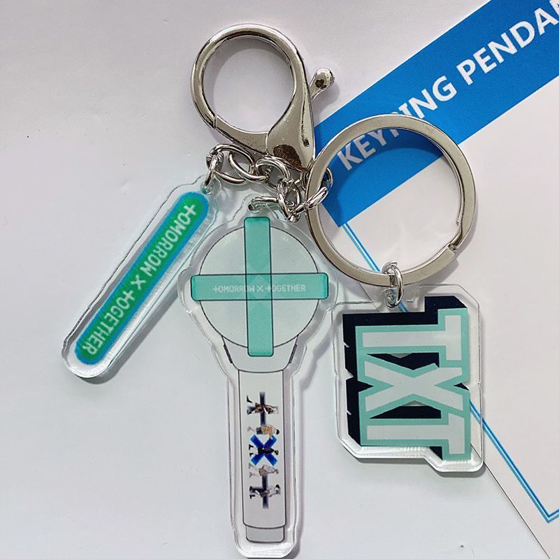 Nhóm Hàn Quốc TXT Hỗ Trợ Móc Khóa Ánh Sáng Acrylic Hai Mặt Dây Chuyền Móc Khóa Ngôi Sao Hàng Hóa qq2