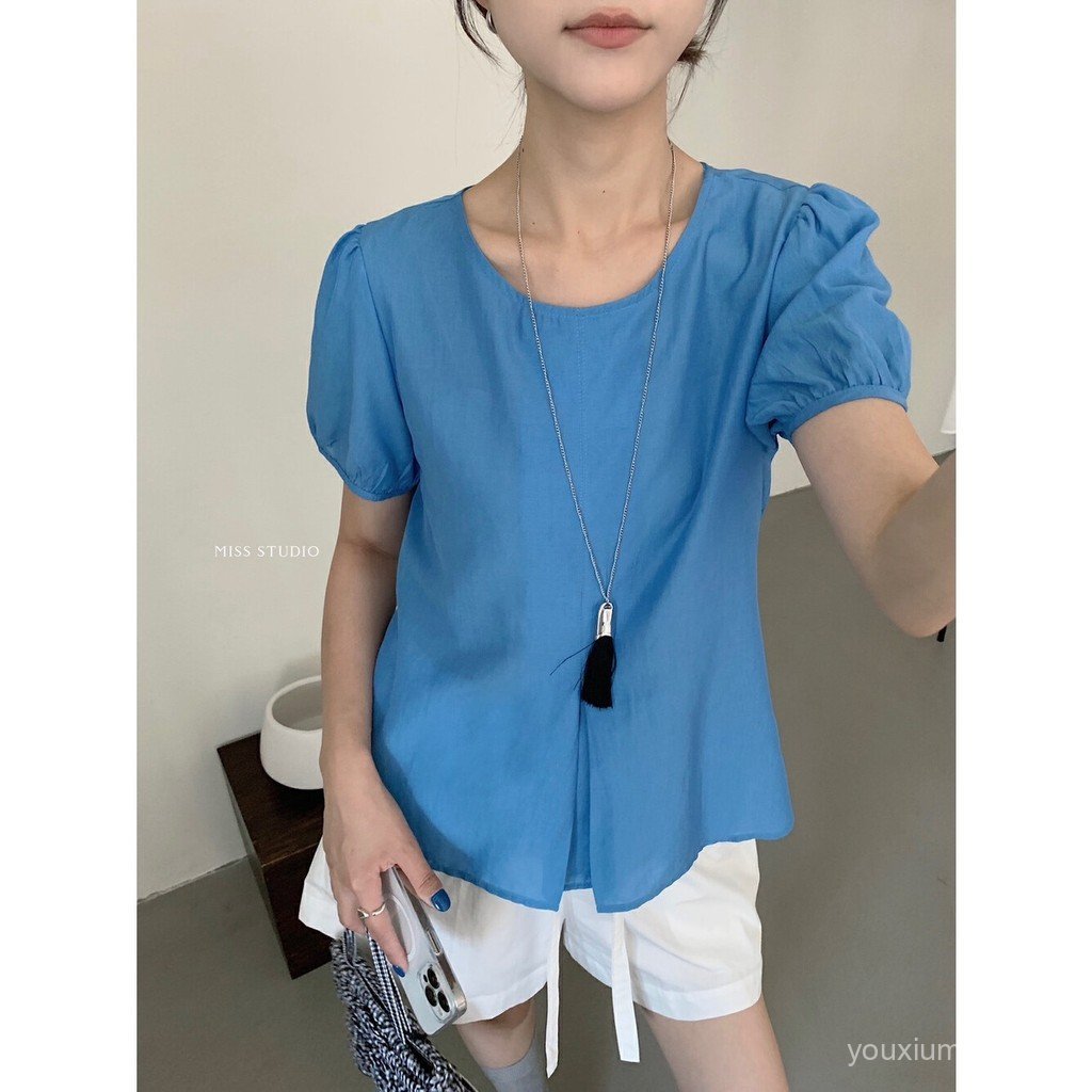 Sản phẩm mới MISS MISS Home Cửa hàng chính hãng 2025 Sang trọng Backless Thiết kế nhỏ Áo sơ mi trẻ e