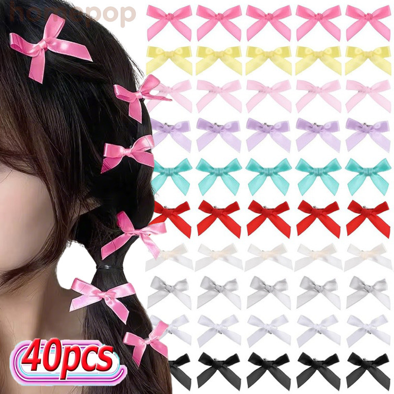 8 / 24 / 40 Kẹp Tóc Nơ Nhiều Màu 4cm - Kẹp Tóc Nơ Hàn Quốc Cho Nữ