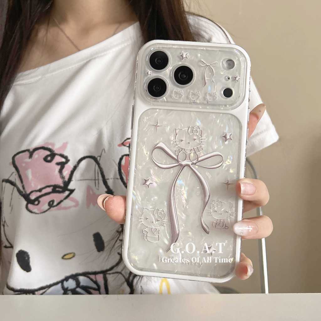 G.O.A.T Vỏ buộc nơ bạc Tương thích cho iPhone 17 pro max iPhone 17 16 15 pro iPhone 17 Vỏ bảo vệ mặt