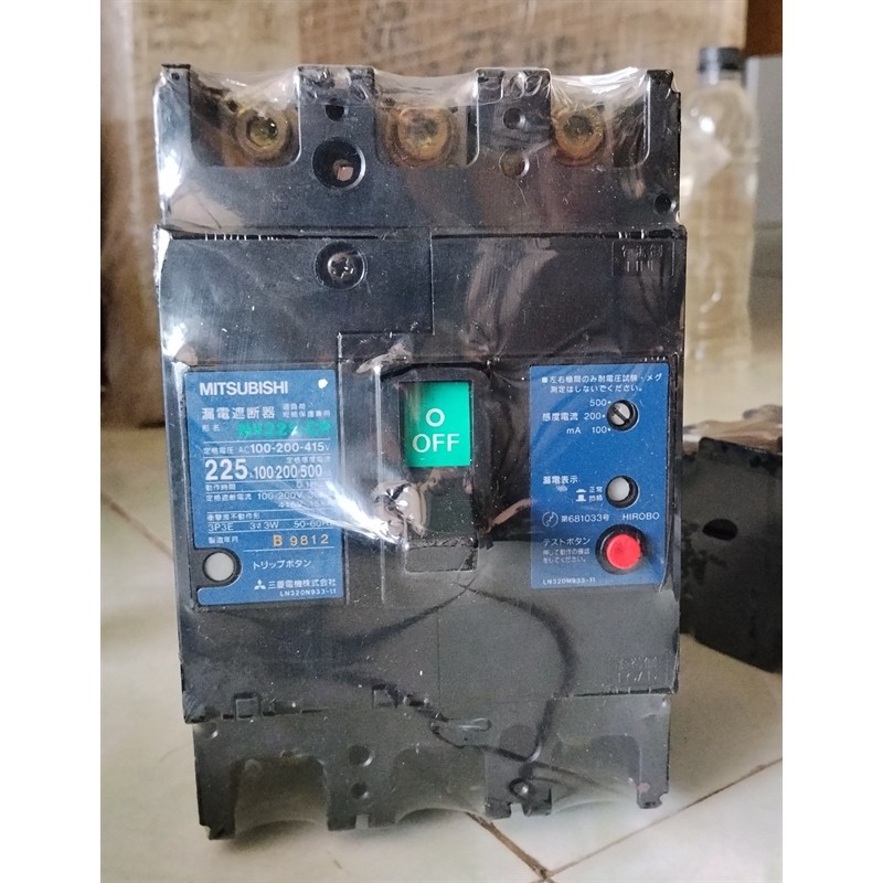 APTOMAT CHỐNG GIẬT ELCB 3 PHA MITSUBISHI NV225-CP 225A DÒNG RÒ 100mA 200mA 500mA CŨ HÀNG THÁO MÁY