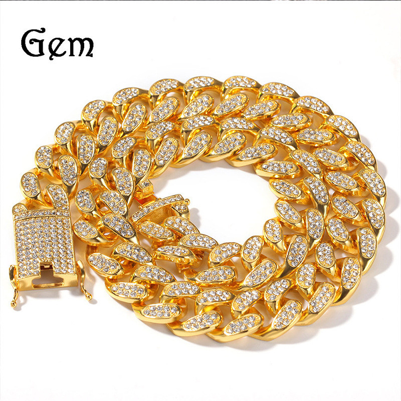 Hiphop Hip Hop 20mm Full Diamond Nam Big Gold Chain Độc đoán Phóng đại Miami Cuba Chain Hiphop Rap P