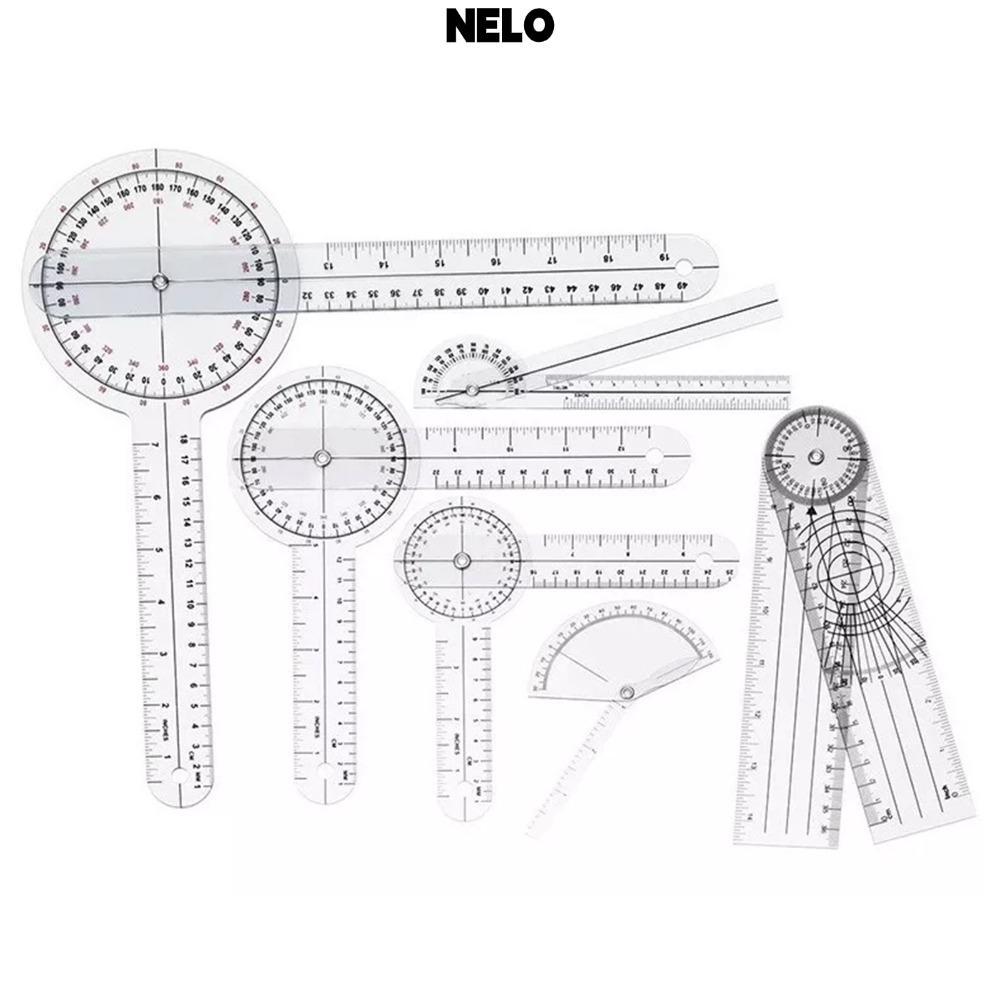NELO 6 cái 360° Bộ Goniometer, Bộ máy đo độ trong suốt quy mô 360 độ, Chất liệu PVC thực tế Bộ thước