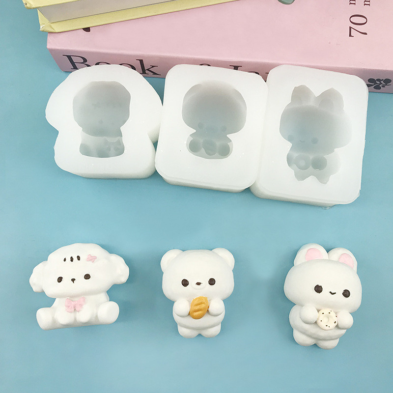 1 Chiếc Thỏ Nhỏ Và Gấu Nhỏ Silicon Squishy Làm Khuôn, Dụng Cụ Làm Thủ Công DIY, Khuôn Hình Động Vật 