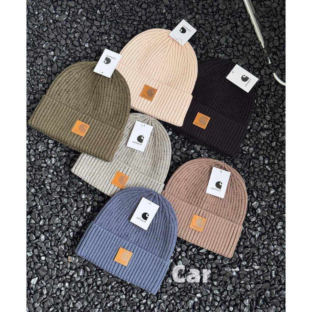 OE60 Car Daily Matching Outdoor commuting Classic leather label knitted beanie, warm wool hat for sk